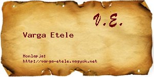 Varga Etele névjegykártya